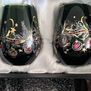 Festive Holiday Stemless Glasses